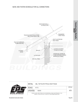 Dbl. Top Plate / Typical Roof Truss construction detail drawing