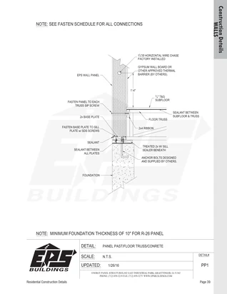 Panel Past / Floor Truss / Concrete construction detail drawing