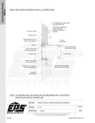 Panel / Typical Floor Truss Par. / Concrete construction detail drawing