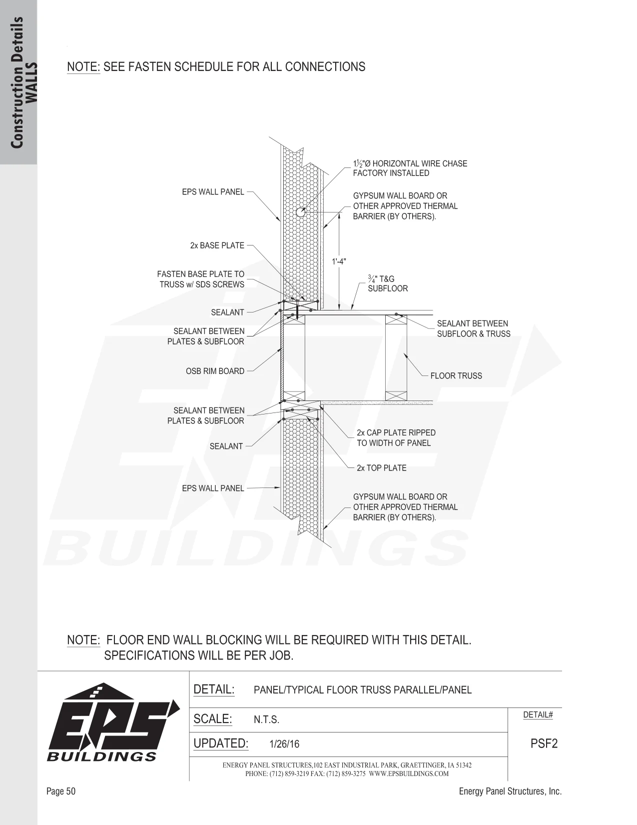 Panel / Typical Floor Truss Parallel / Panel construction detail drawing with callouts